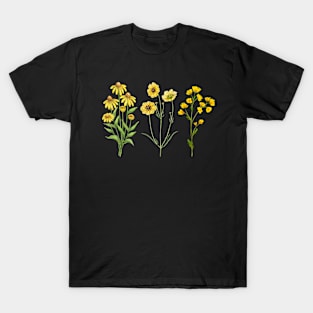 Yellow flowers design, wild flowers, summer nature design T-Shirt